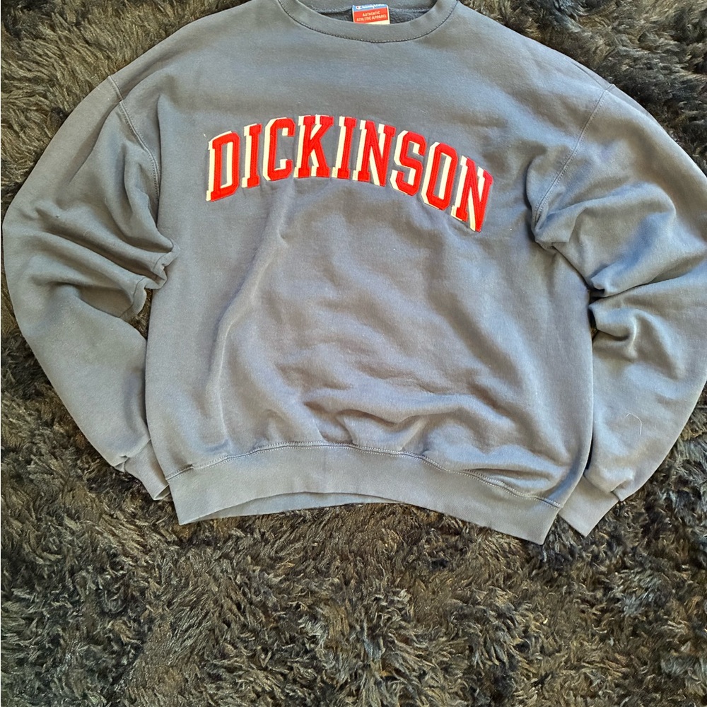 Champion Grey Crewneck Sweatshirt with Red Lettering